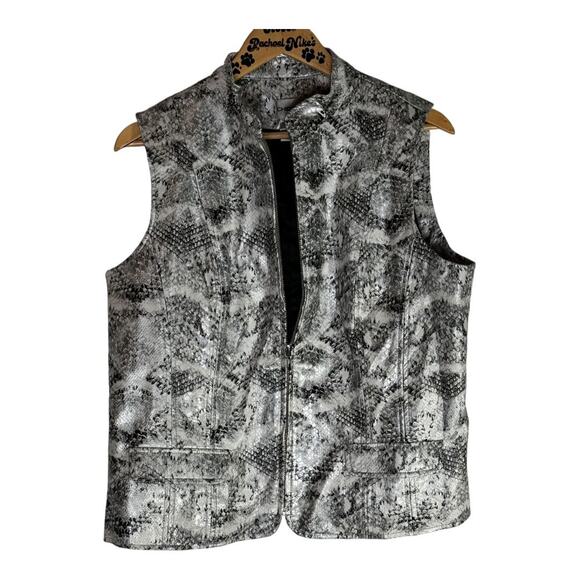 Chico's Women's Sleeveless Faux Snake Print Vest Coat Size 2 XL - Picture 1 of 9